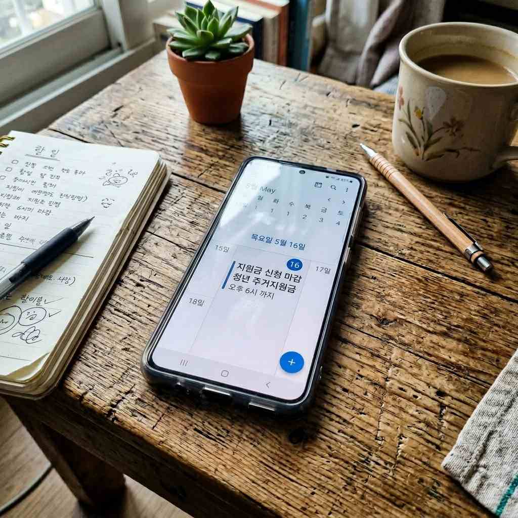 스마트폰 달력 앱에 '지원금 신청 마감'이라고 표시된 화면