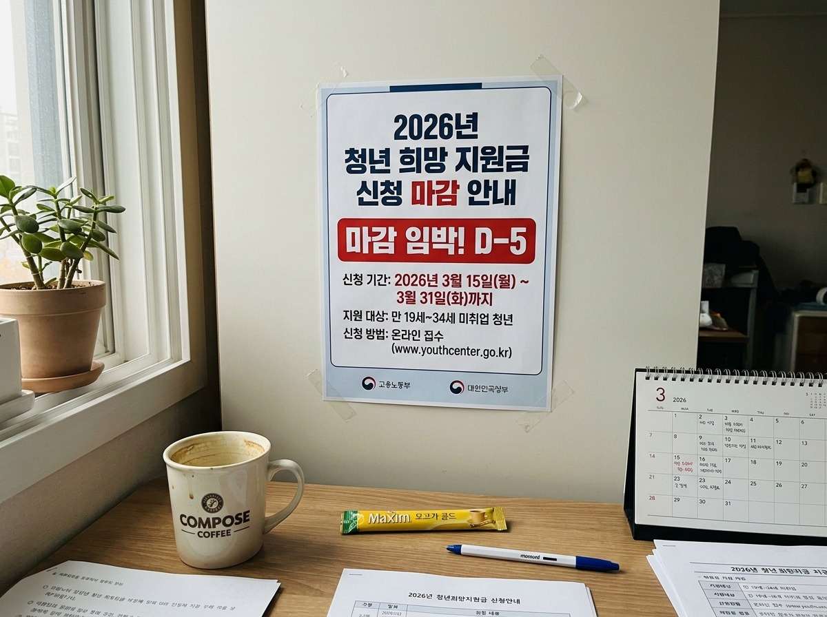 2026년 정부 지원금 신청 마감 임박을 알리는 포스터 이미지