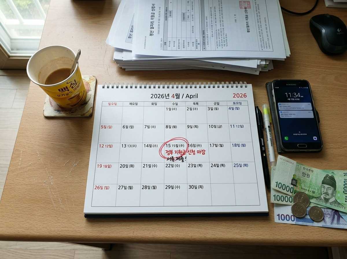 2026년 정부 지원금 신청 마감 임박을 알리는 달력 이미지