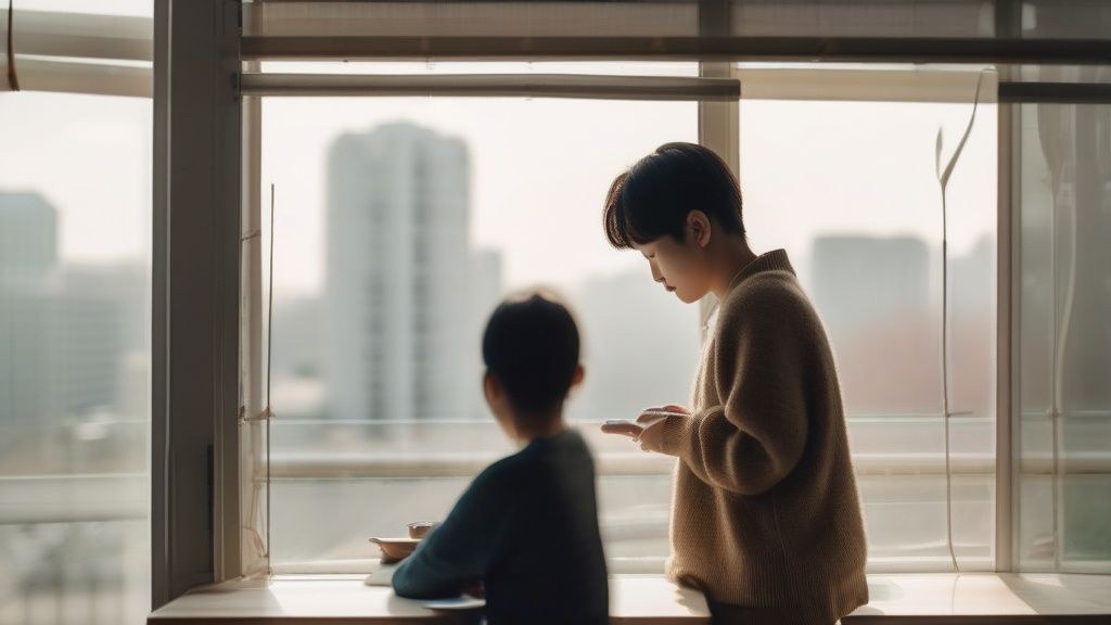 의사 가운을 입고 환자를 따뜻하게 바라보는 한국인 의사