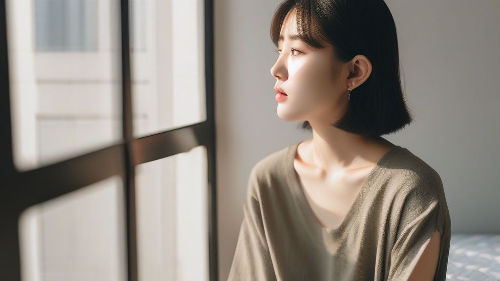 집에서 스쿼트 동작을 하고 있는 한국인 여성