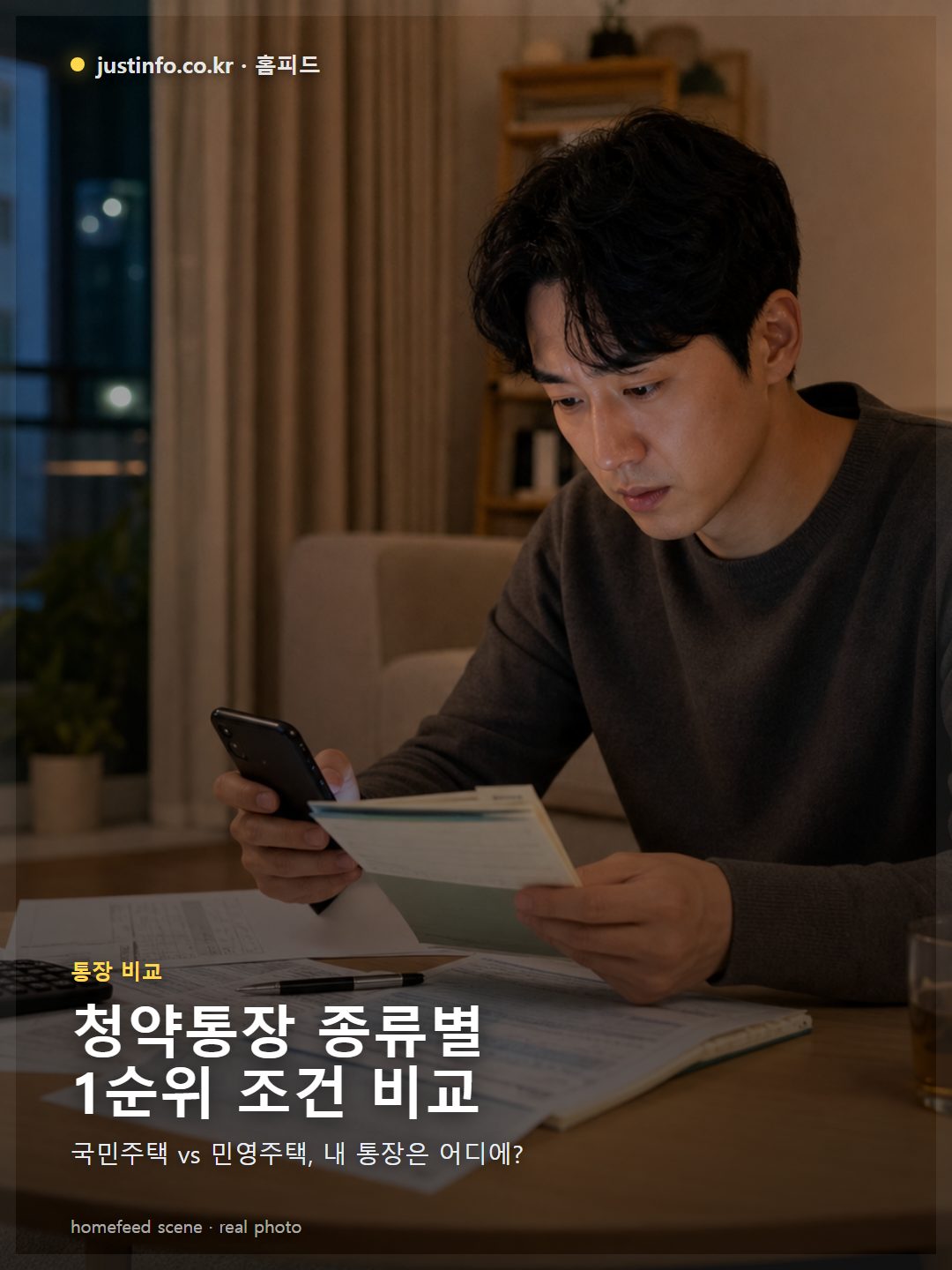 주택청약종합저축, 청약예금, 청약부금, 청약저축 통장별 청약 가능 주택 유형과 1순위 조건을 비교하는 표