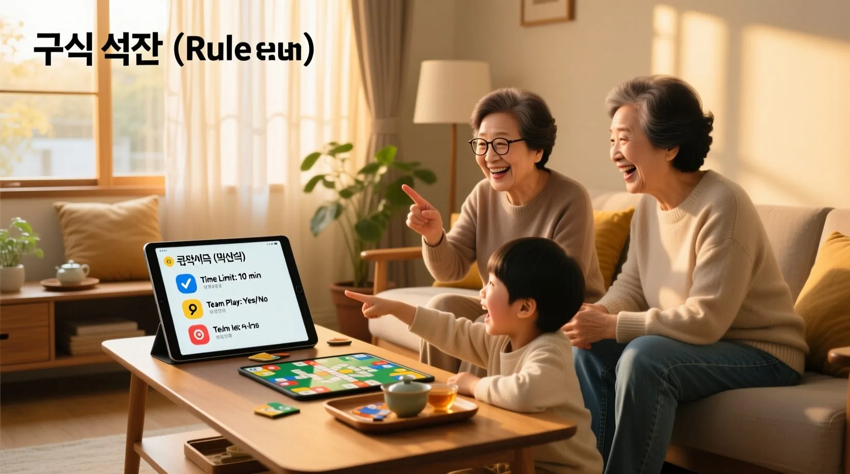 게임 규칙을 선택하며 의견을 나누는 참가자들